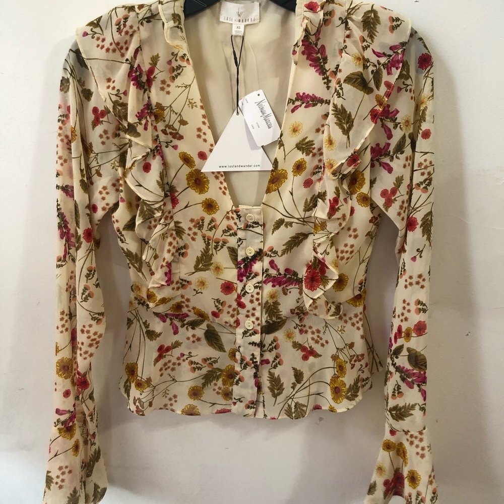Cream Floral Top by Lost & Wander
